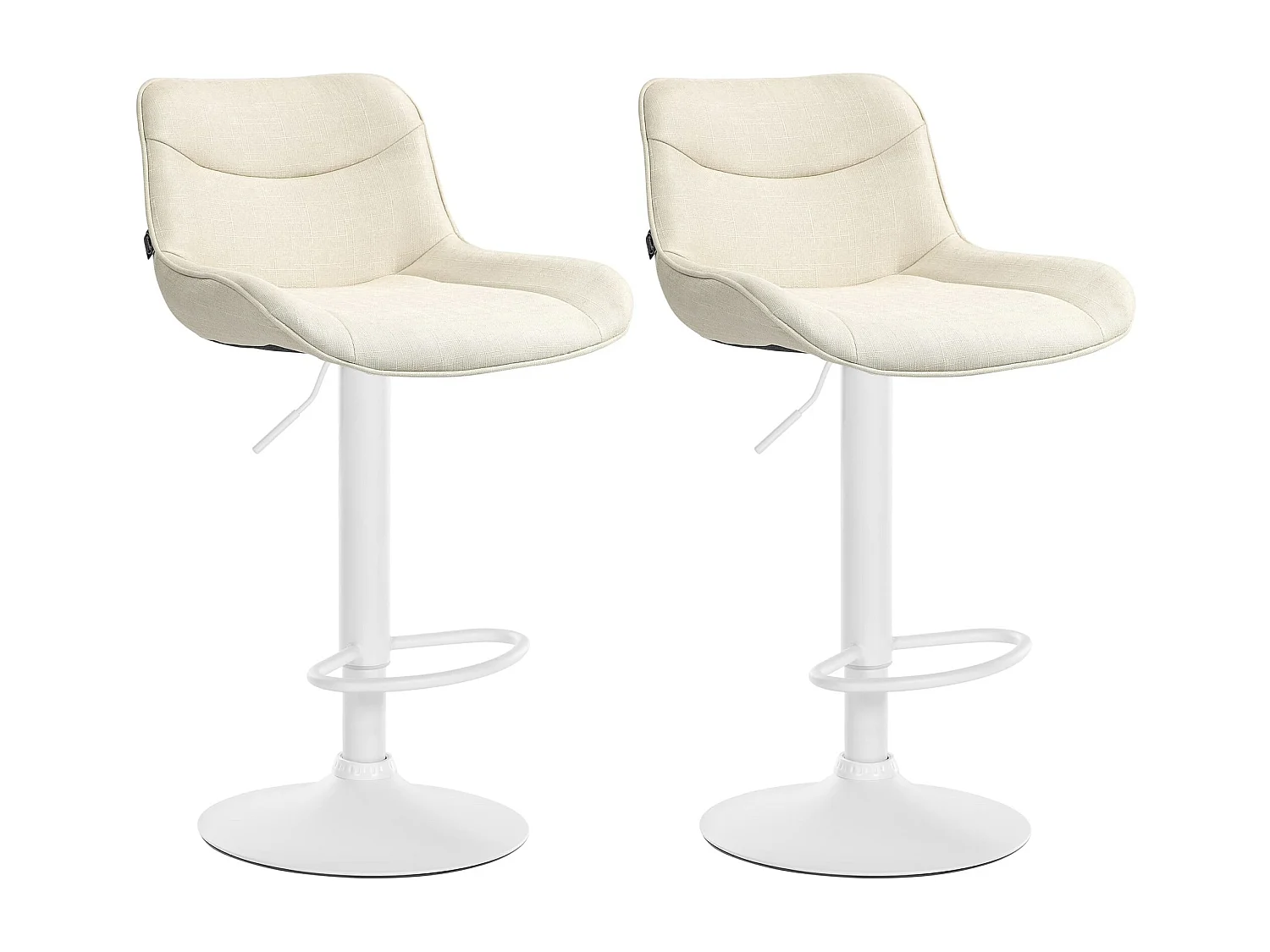 Lot de 2  Tabouret de bar - Tissu & Blanc - Crème - Vonore