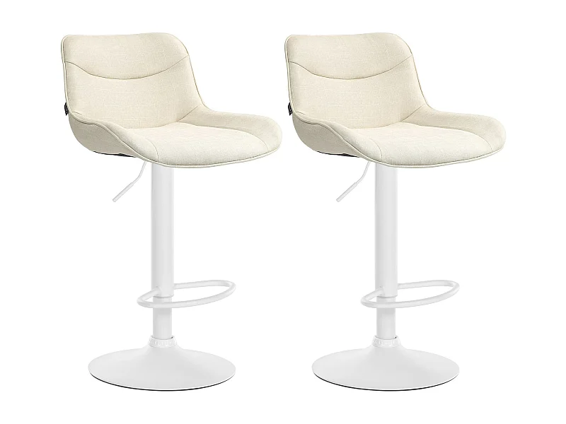Lot de 2  Tabouret de bar - Tissu & Blanc - Crème - Vonore