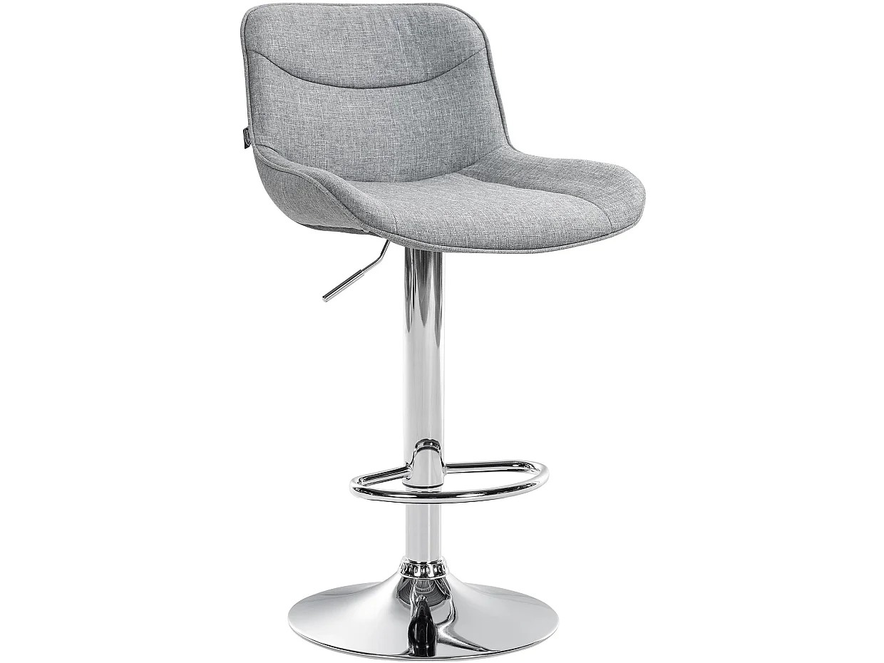 Tabouret de bar - Tissu & Chrome - Gris - Vonore
