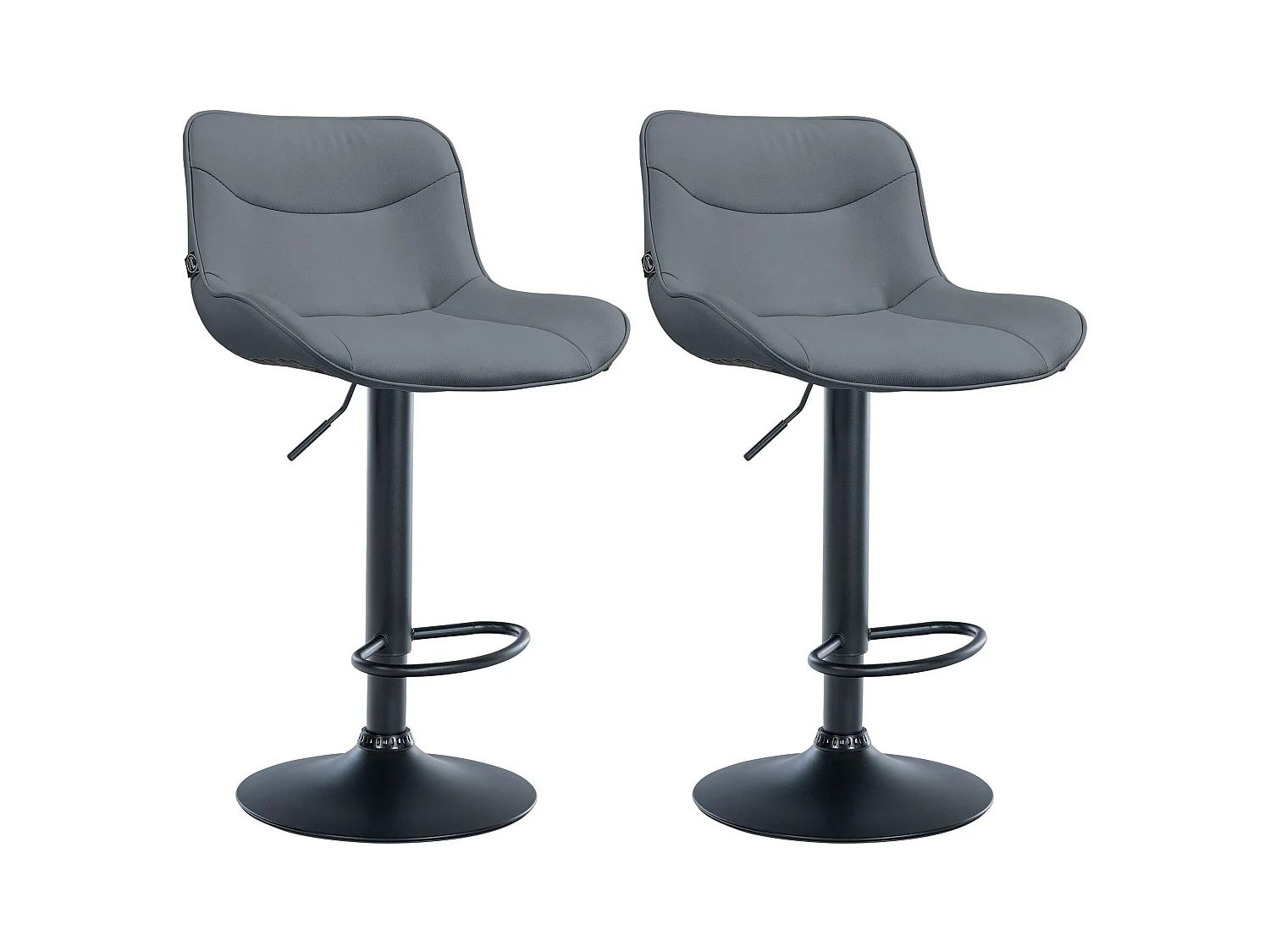Lot de 2  Tabouret de bar - Similicuir & Noir - Gris - Vonore