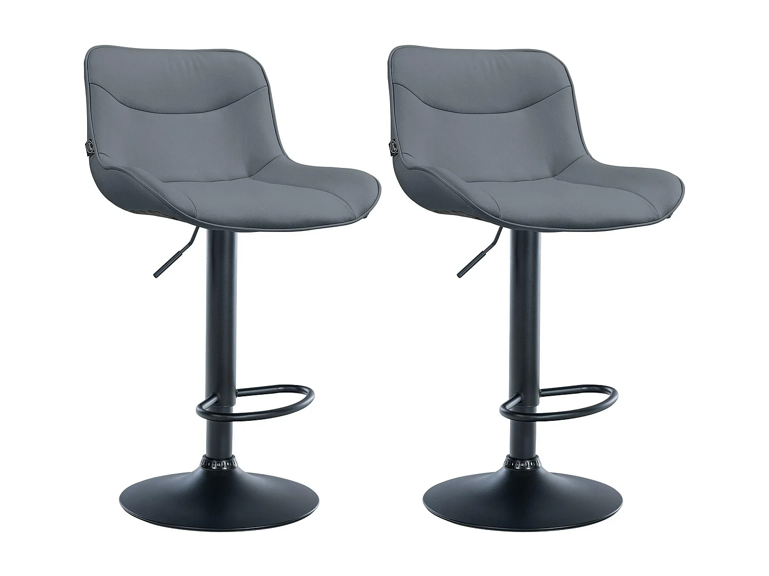 Lot de 2  Tabouret de bar - Similicuir & Noir - Gris - Vonore