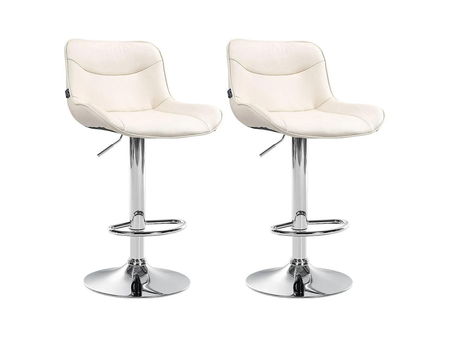 Lot de 2  Tabouret de bar - Similicuir & Chrome - Crème - Vonore