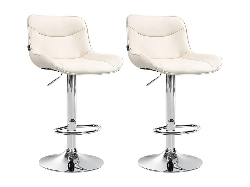 Lot de 2  Tabouret de bar - Similicuir & Chrome - Crème - Vonore