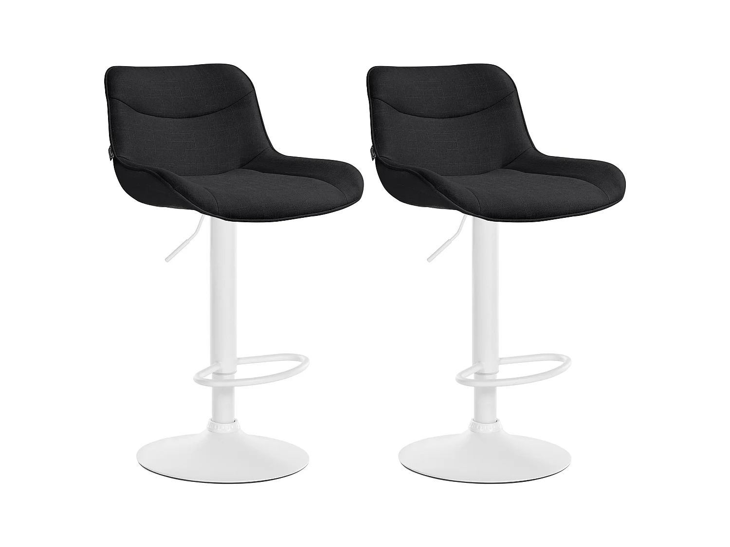 Lot de 2  Tabouret de bar - Tissu & Blanc - Noir - Vonore