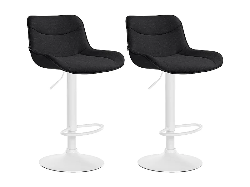 Lot de 2  Tabouret de bar - Tissu & Blanc - Noir - Vonore