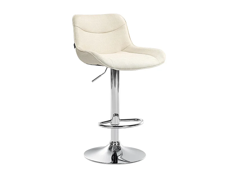 Tabouret de bar - Tissu & Chrome - Crème - Vonore