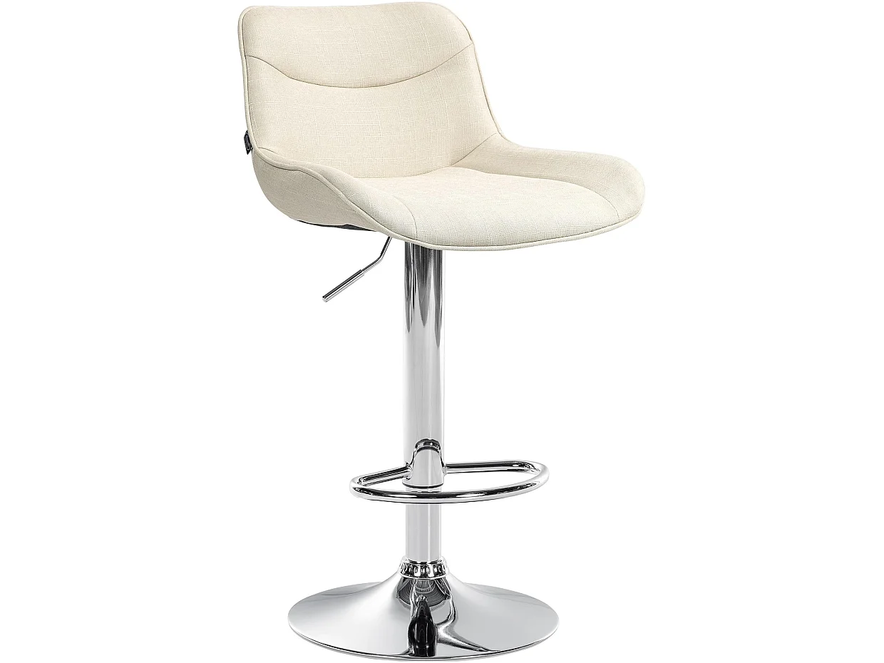 Tabouret de bar - Tissu & Chrome - Crème - Vonore