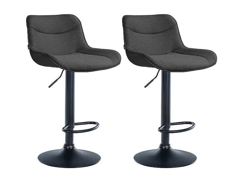 Lot de 2  Tabouret de bar - Tissu & Noir - Gris foncé - Vonore
