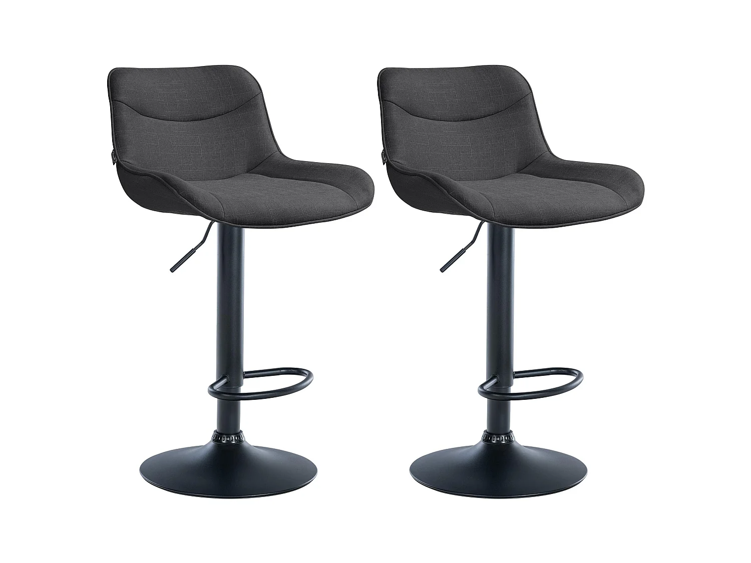 Lot de 2  Tabouret de bar - Tissu & Noir - Gris foncé - Vonore