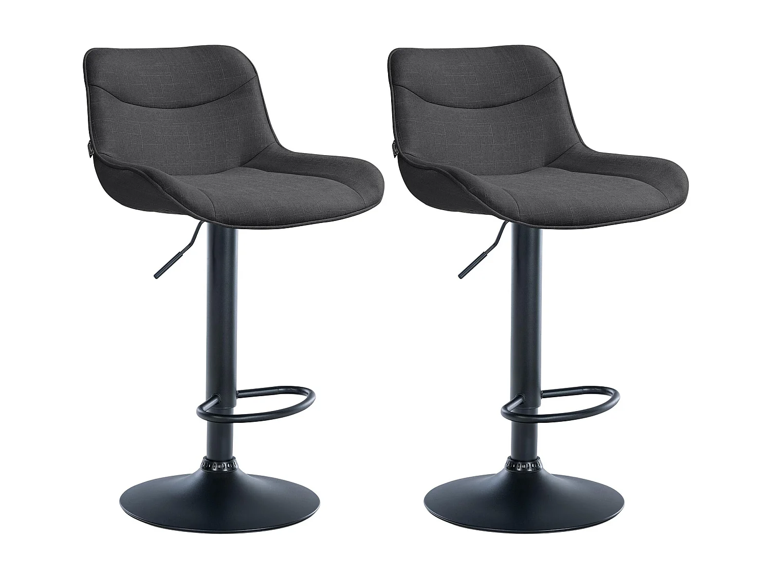 Lot de 2  Tabouret de bar - Tissu & Noir - Gris foncé - Vonore