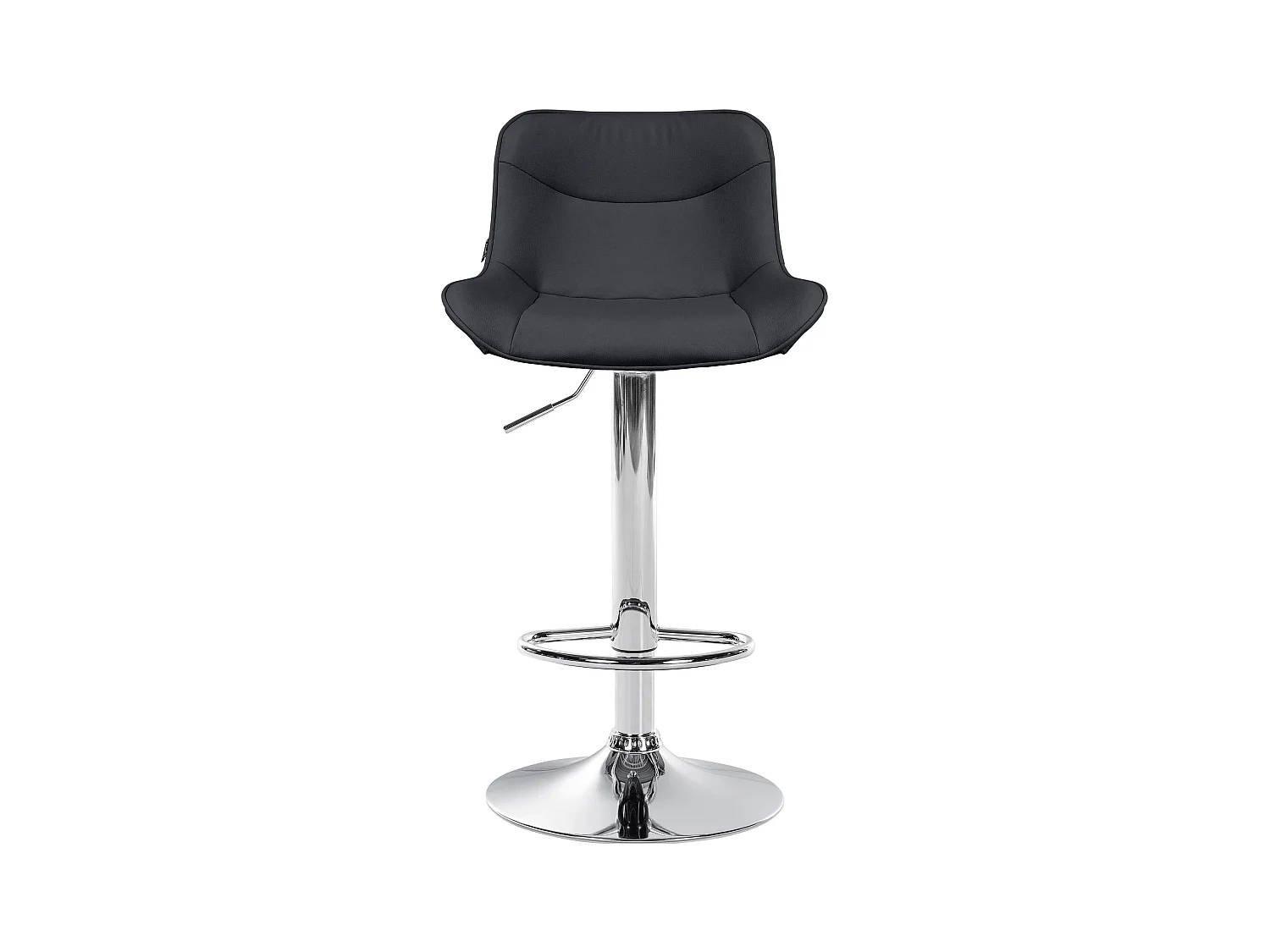 Lot de 2  Tabouret de bar - Similicuir & Chrome - Noir - Vonore
