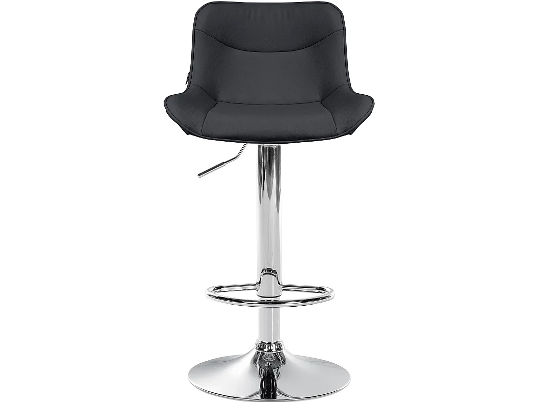 Lot de 2  Tabouret de bar - Similicuir & Chrome - Noir - Vonore