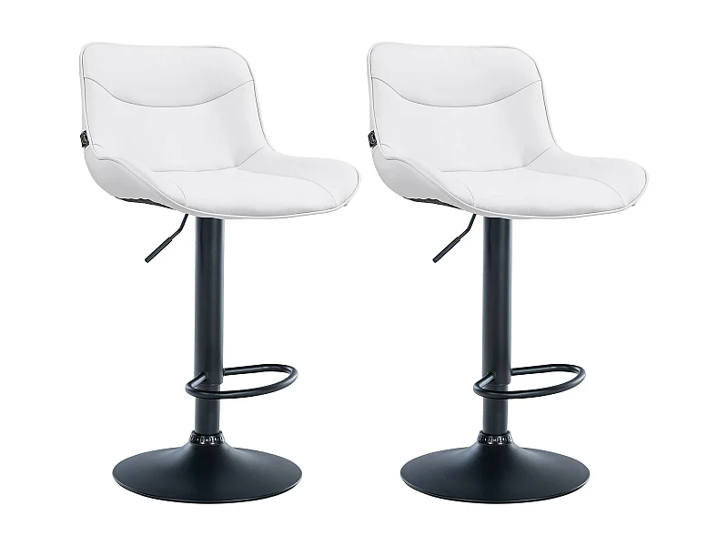 Lot de 2  Tabouret de bar - Similicuir & Noir - Blanc - Vonore