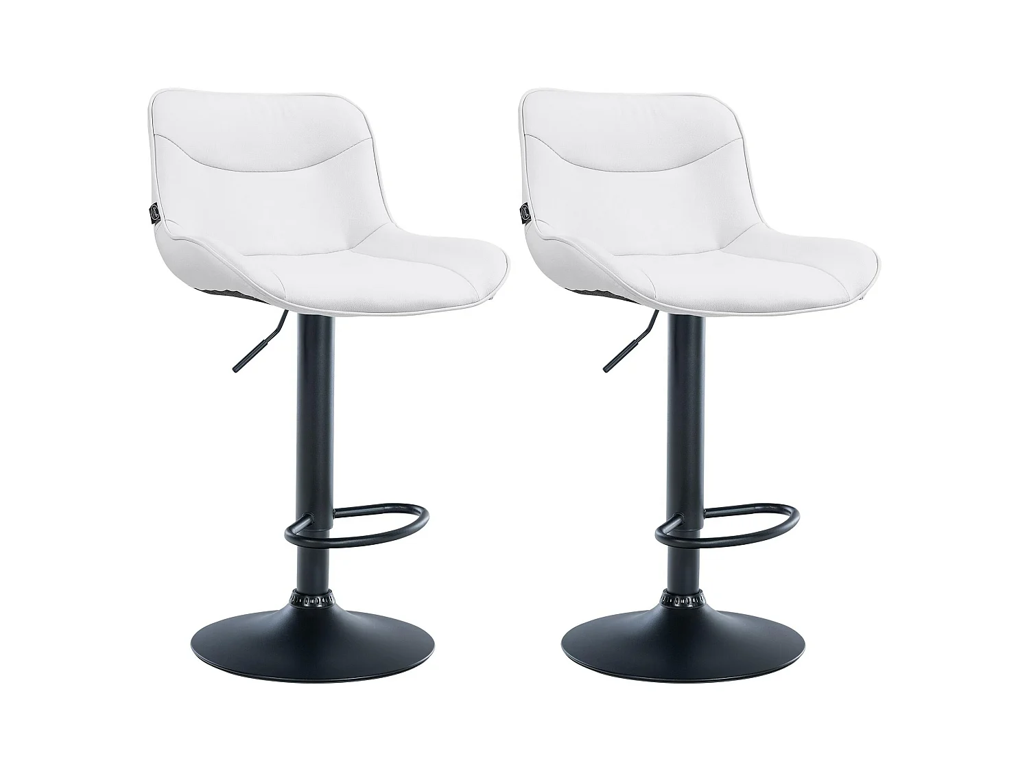 Lot de 2  Tabouret de bar - Similicuir & Noir - Blanc - Vonore