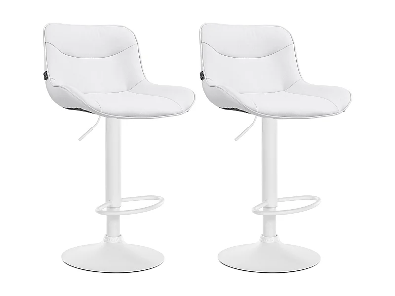 Lot de 2  Tabouret de bar - Similicuir & Blanc - Blanc - Vonore