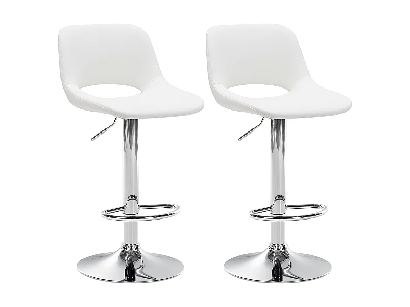 Lot de 2  Tabouret de bar - Similicuir - Blanc - Camden