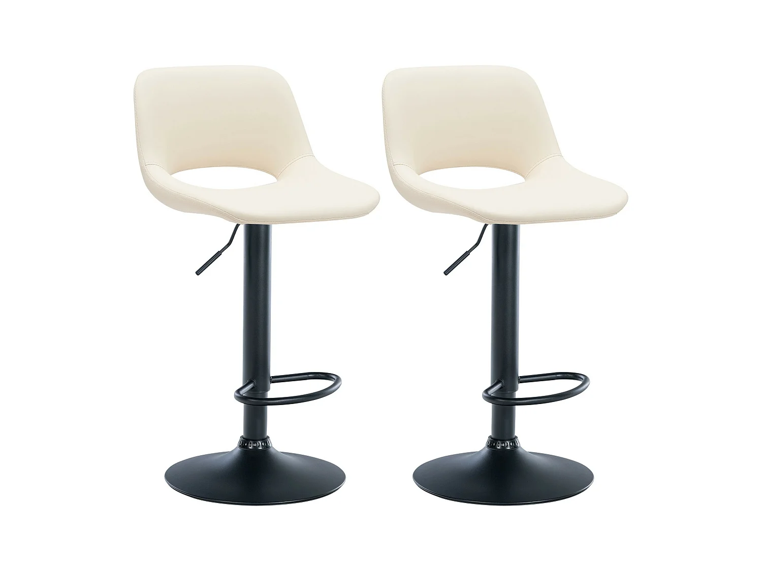 Lot de 2  Tabouret de bar - Similicuir - Crème - Camden