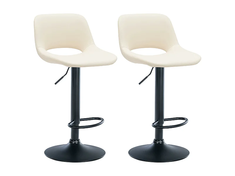Lot de 2  Tabouret de bar - Similicuir - Crème - Camden