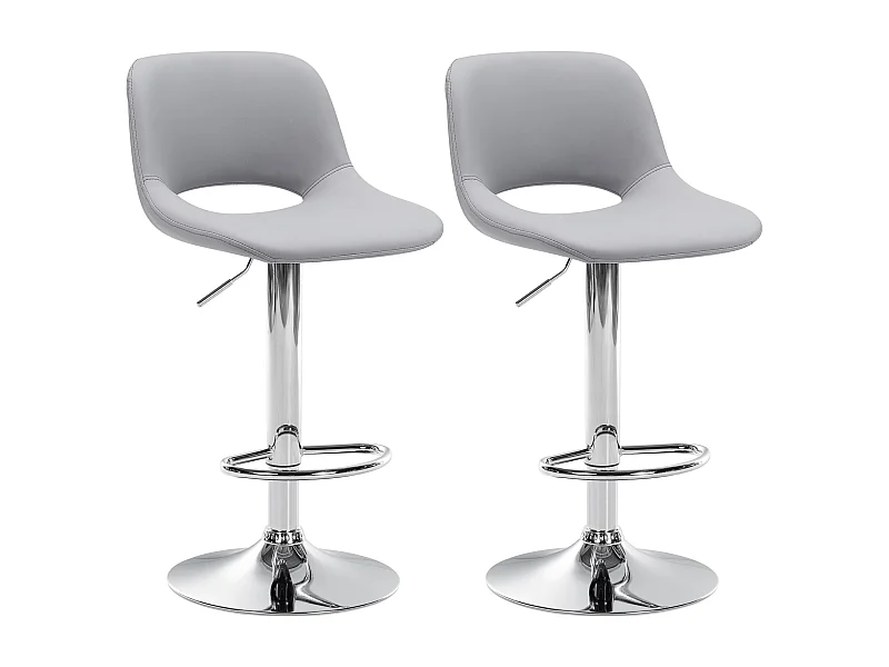Lot de 2  Tabouret de bar - Similicuir - Gris - Camden