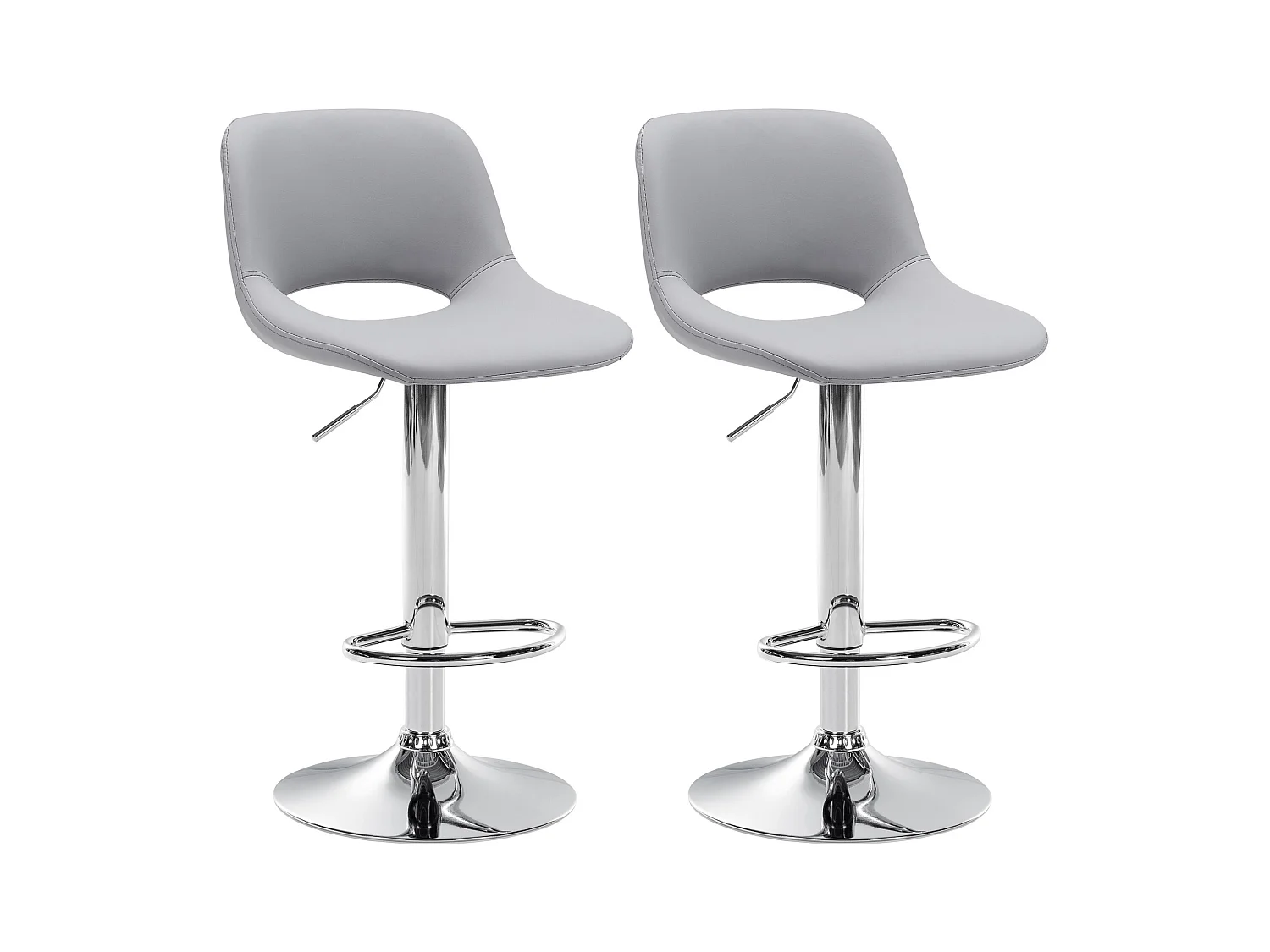 Lot de 2  Tabouret de bar - Similicuir - Gris - Camden