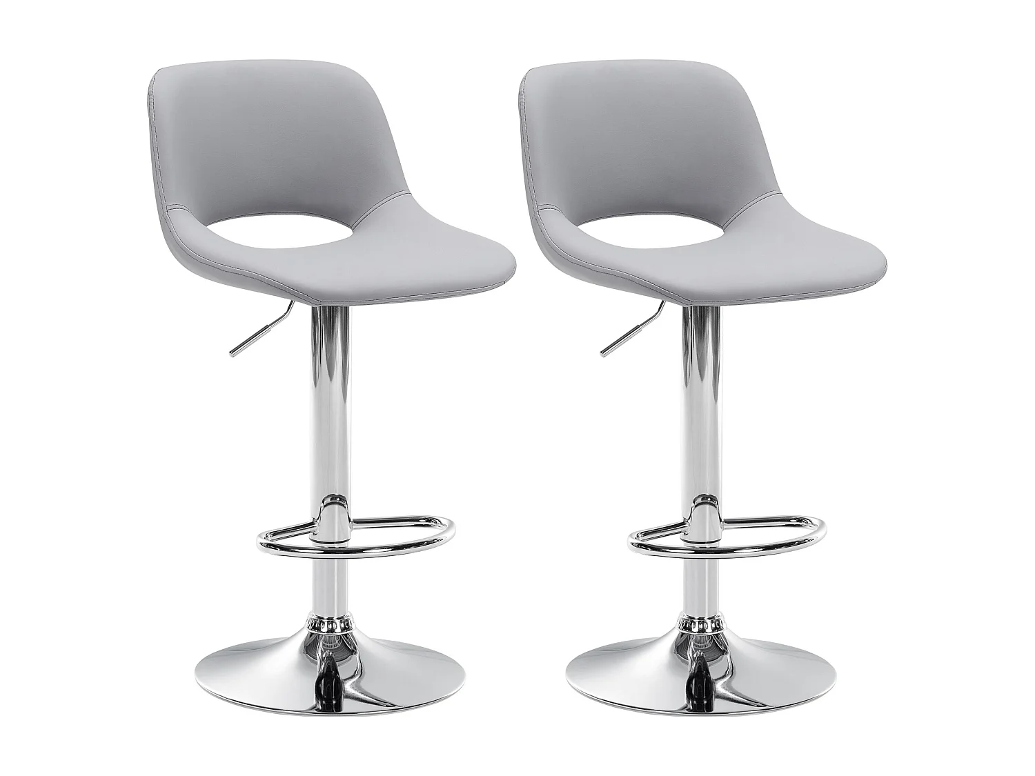 Lot de 2  Tabouret de bar - Similicuir - Gris - Camden