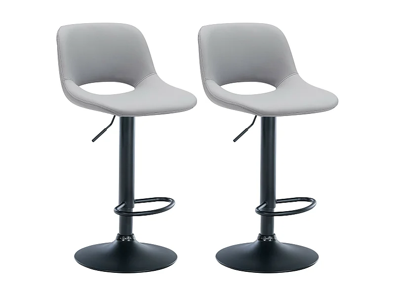 Lot de 2  Tabouret de bar - Similicuir - Gris - Camden