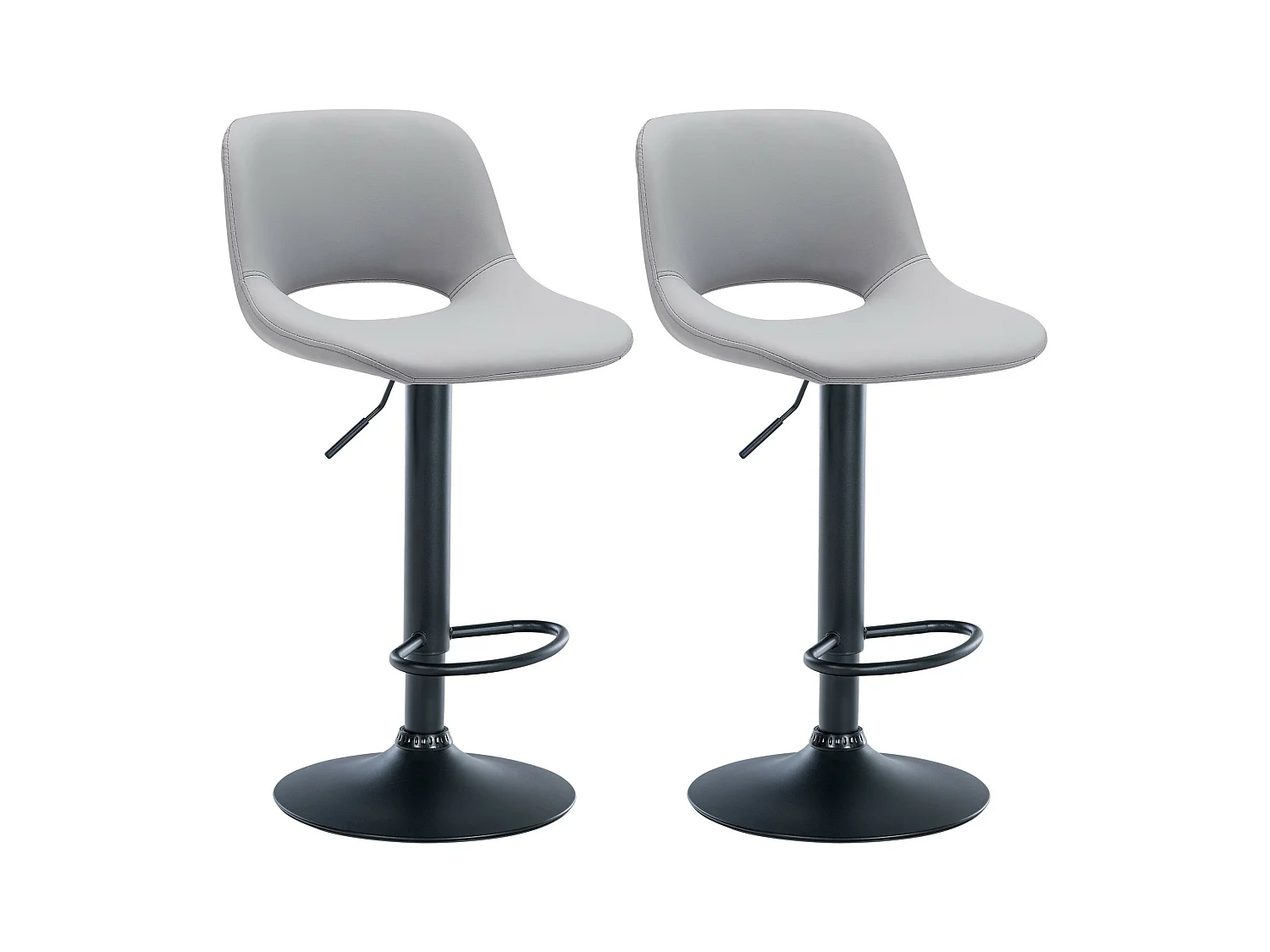 Lot de 2  Tabouret de bar - Similicuir - Gris - Camden