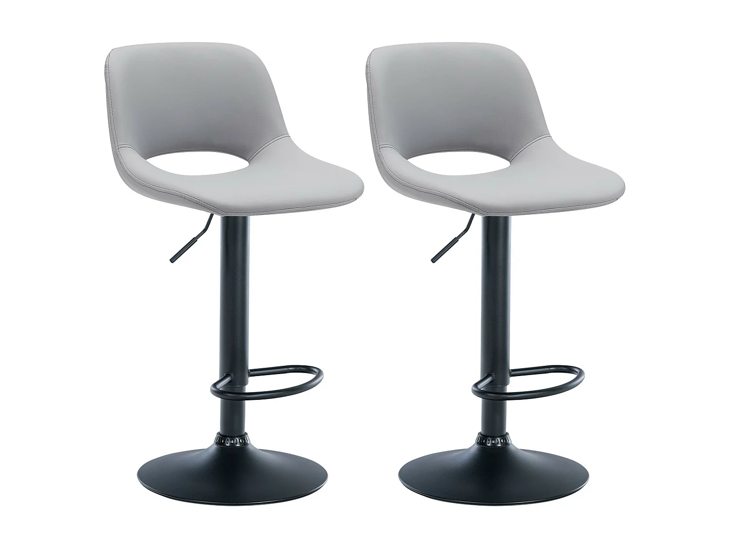 Lot de 2  Tabouret de bar - Similicuir - Gris - Camden
