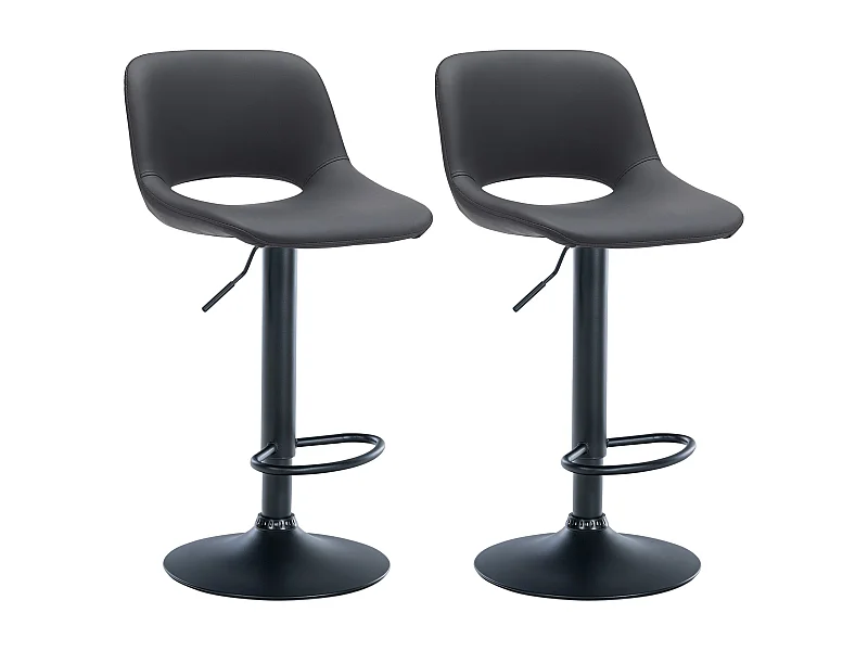 Lot de 2  Tabouret de bar - Similicuir - Noir - Camden