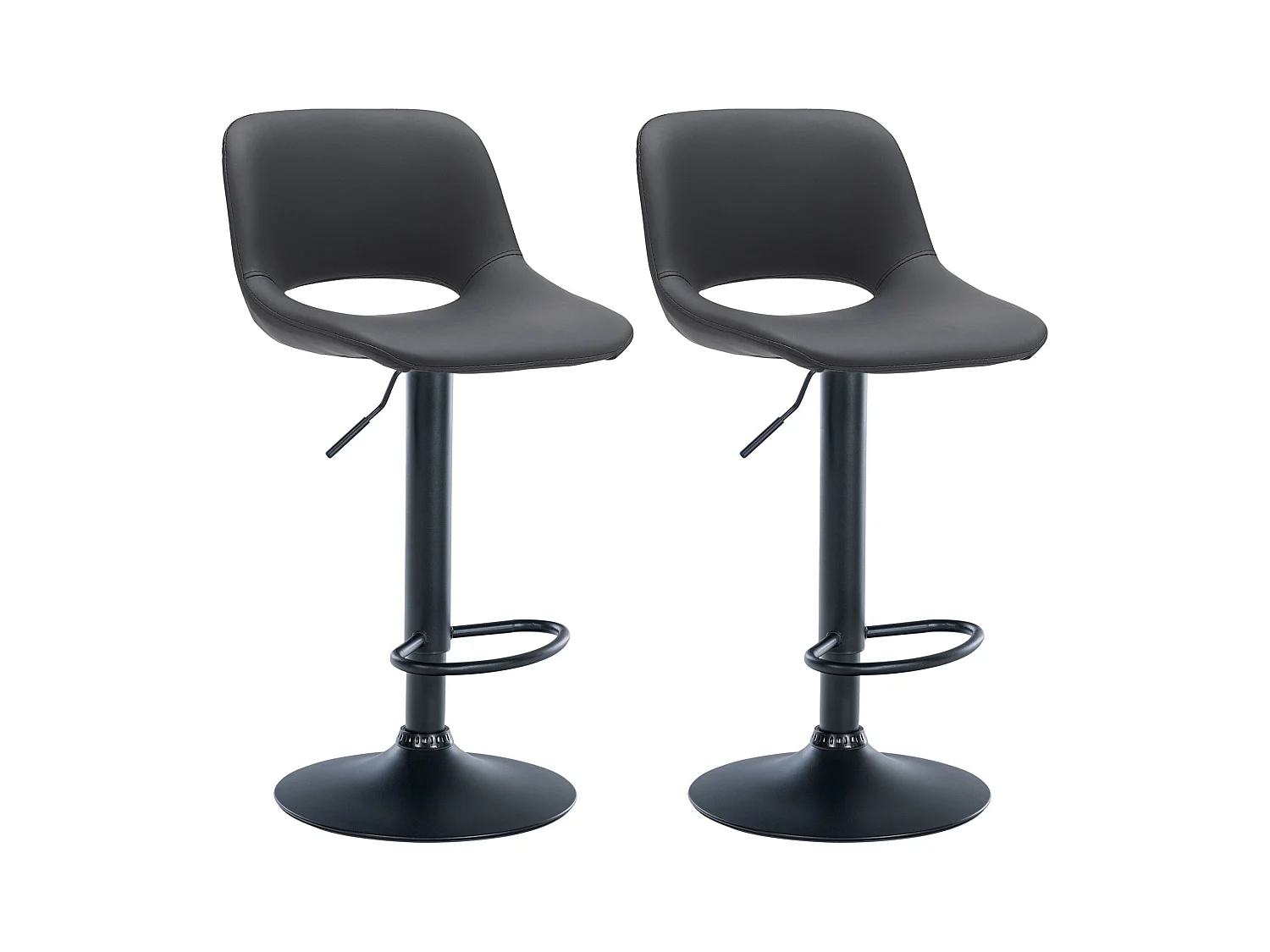 Lot de 2  Tabouret de bar - Similicuir - Noir - Camden