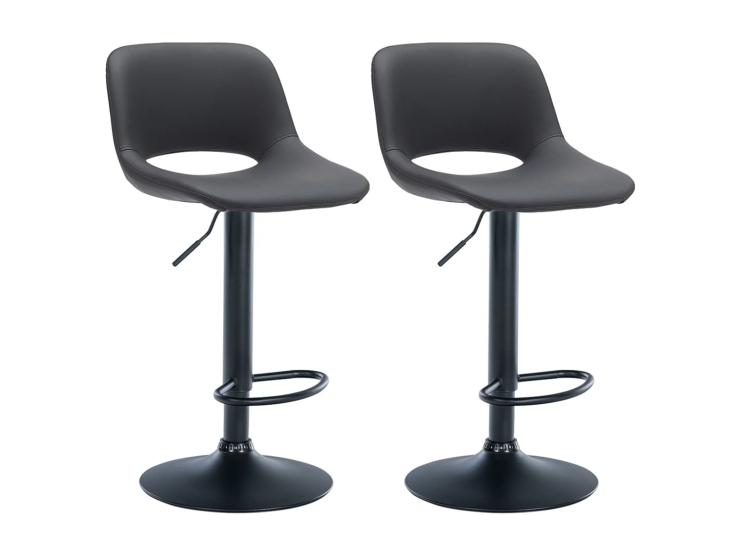 Lot de 2  Tabouret de bar - Similicuir - Noir - Camden