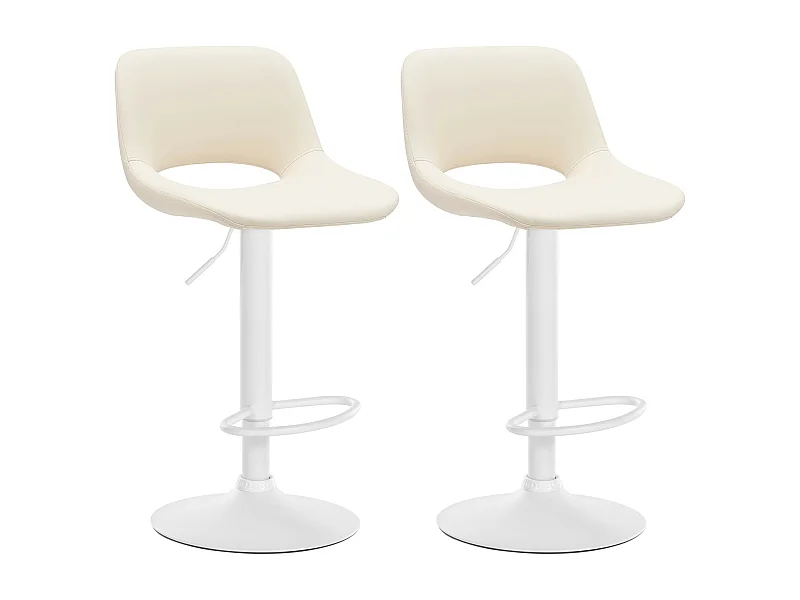 Lot de 2  Tabouret de bar - Similicuir - Crème - Camden