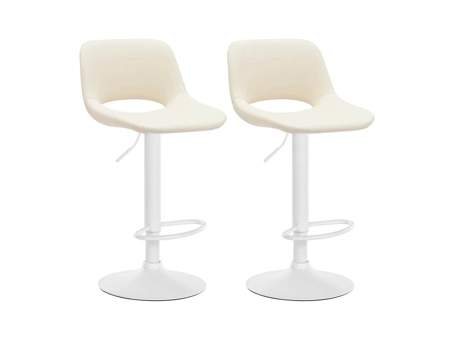 Lot de 2  Tabouret de bar - Similicuir - Crème - Camden