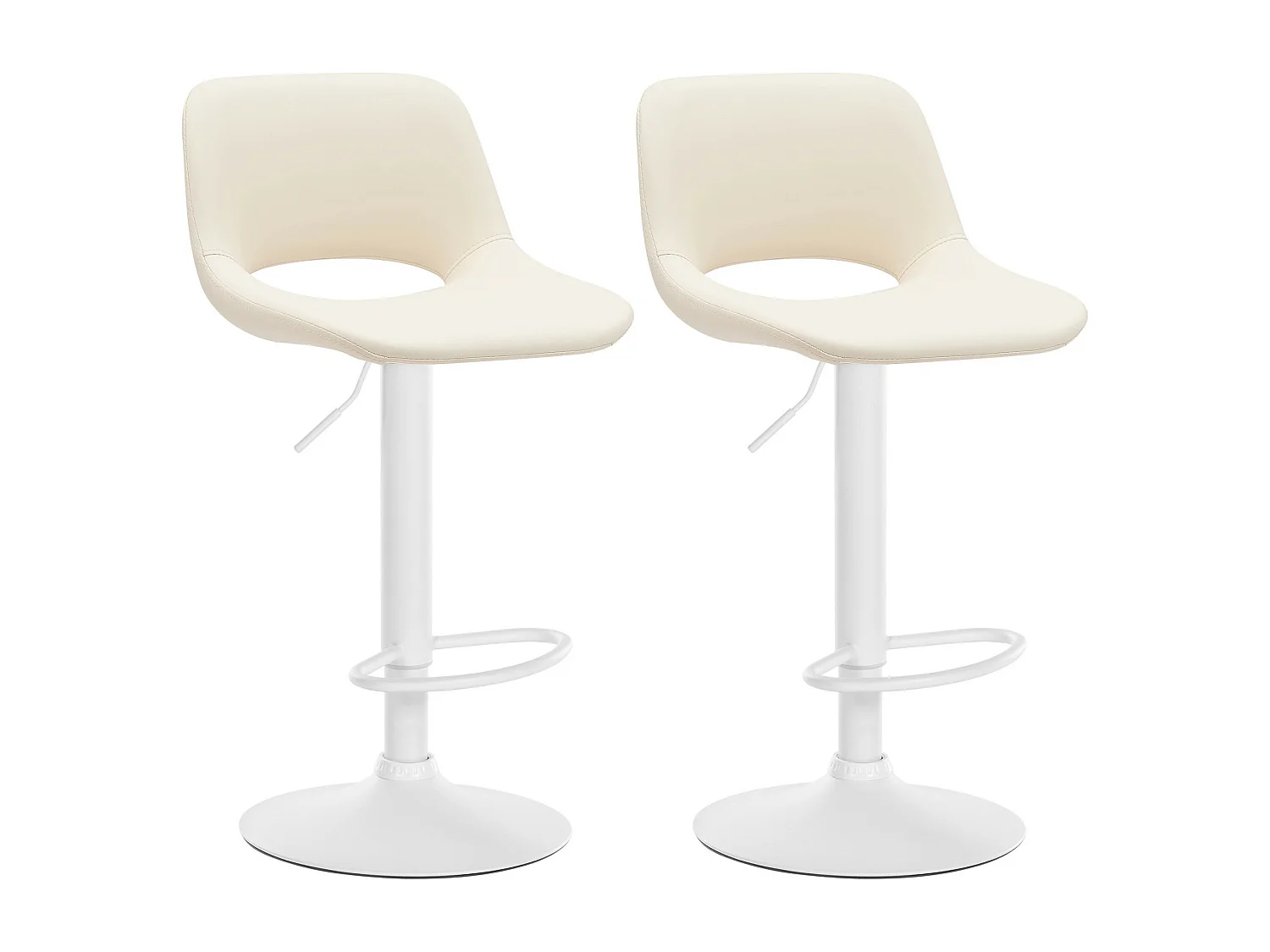 Lot de 2  Tabouret de bar - Similicuir - Crème - Camden