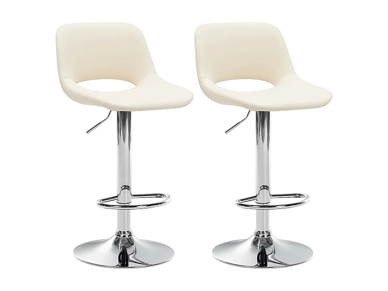 Lot de 2  Tabouret de bar - Similicuir - Crème - Camden