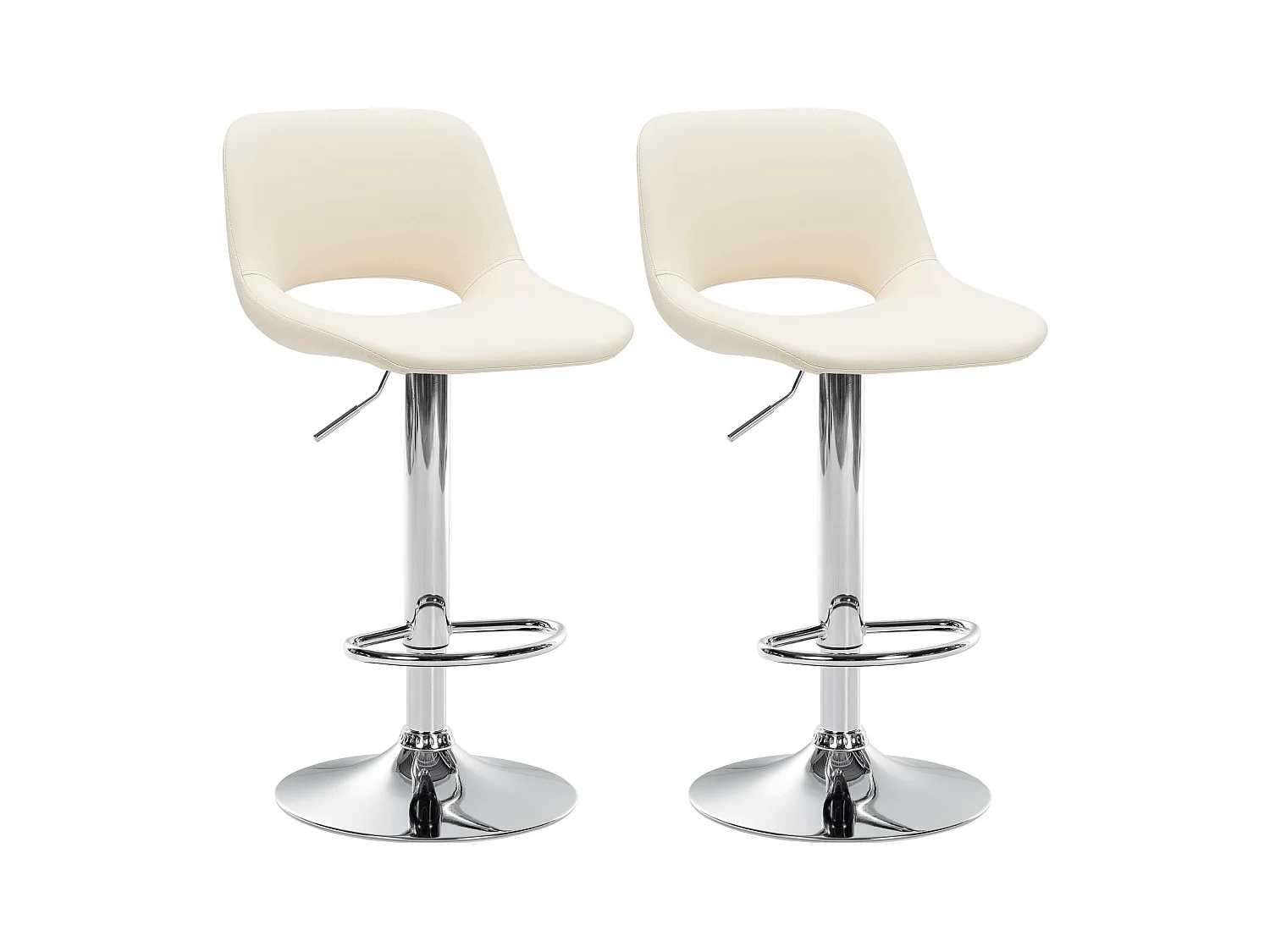 Lot de 2  Tabouret de bar - Similicuir - Crème - Camden