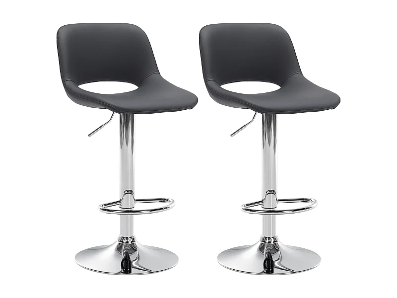 Lot de 2  Tabouret de bar - Similicuir - Noir - Camden