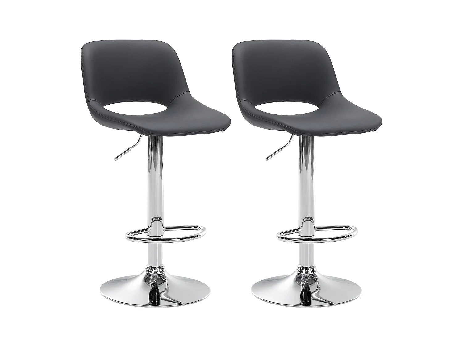 Lot de 2  Tabouret de bar - Similicuir - Noir - Camden