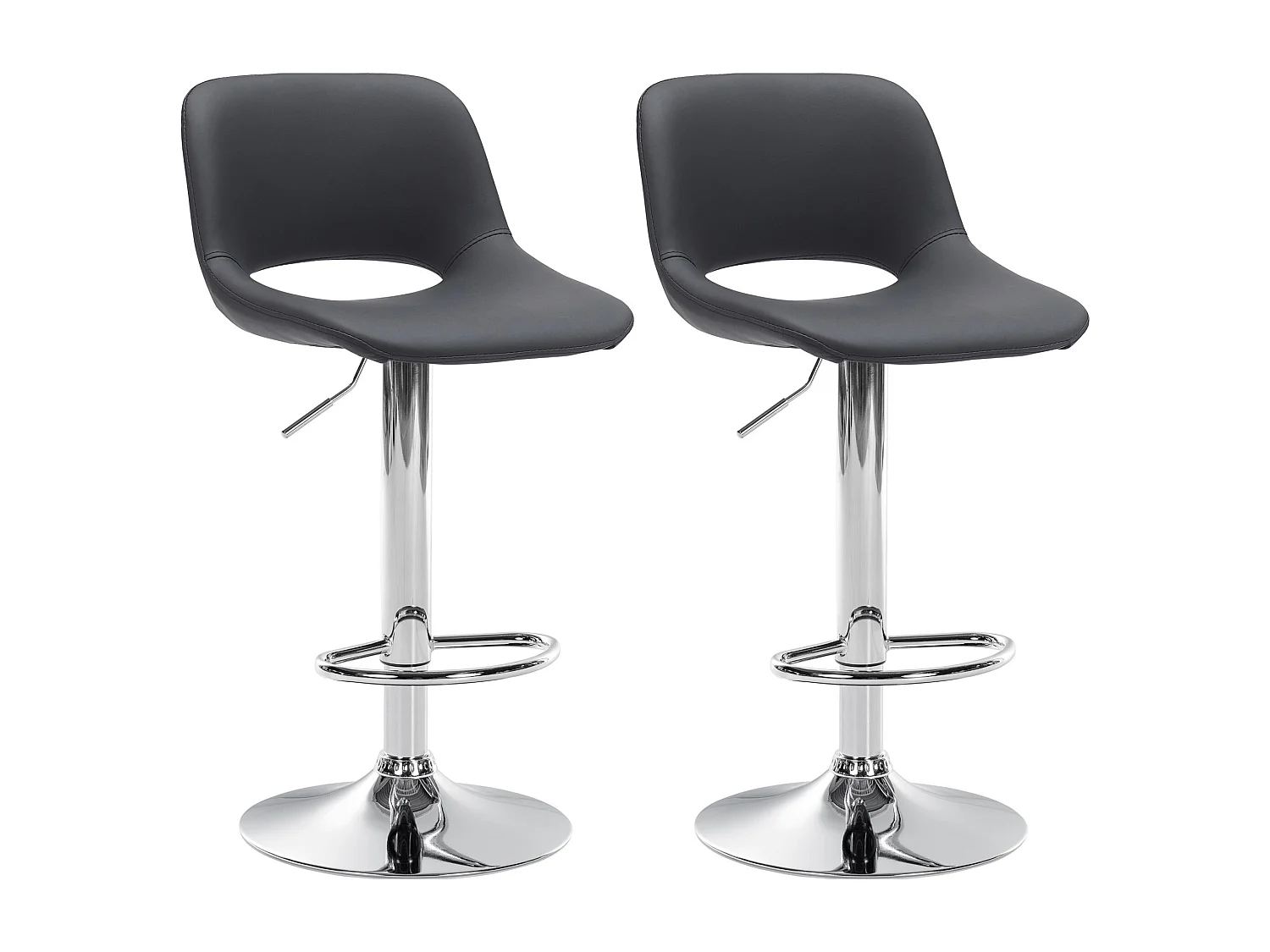 Lot de 2  Tabouret de bar - Similicuir - Noir - Camden
