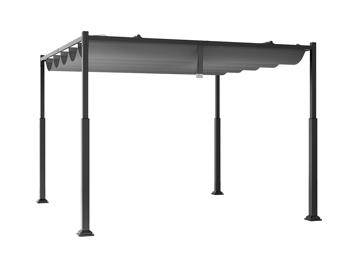 Pergola met schuifdak, 3,1 x 3,1 m paviljoen, waterdicht, stabiel, winterbestendig, tuinpaviljoen met robuuste metalen zuilen voor terras, tuin, dek ZB33082