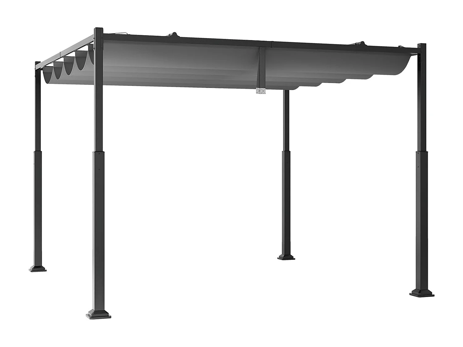 Pergola met schuifdak, 3,1 x 3,1 m paviljoen, waterdicht, stabiel, winterbestendig, tuinpaviljoen met robuuste metalen zuilen voor terras, tuin, dek ZB33082