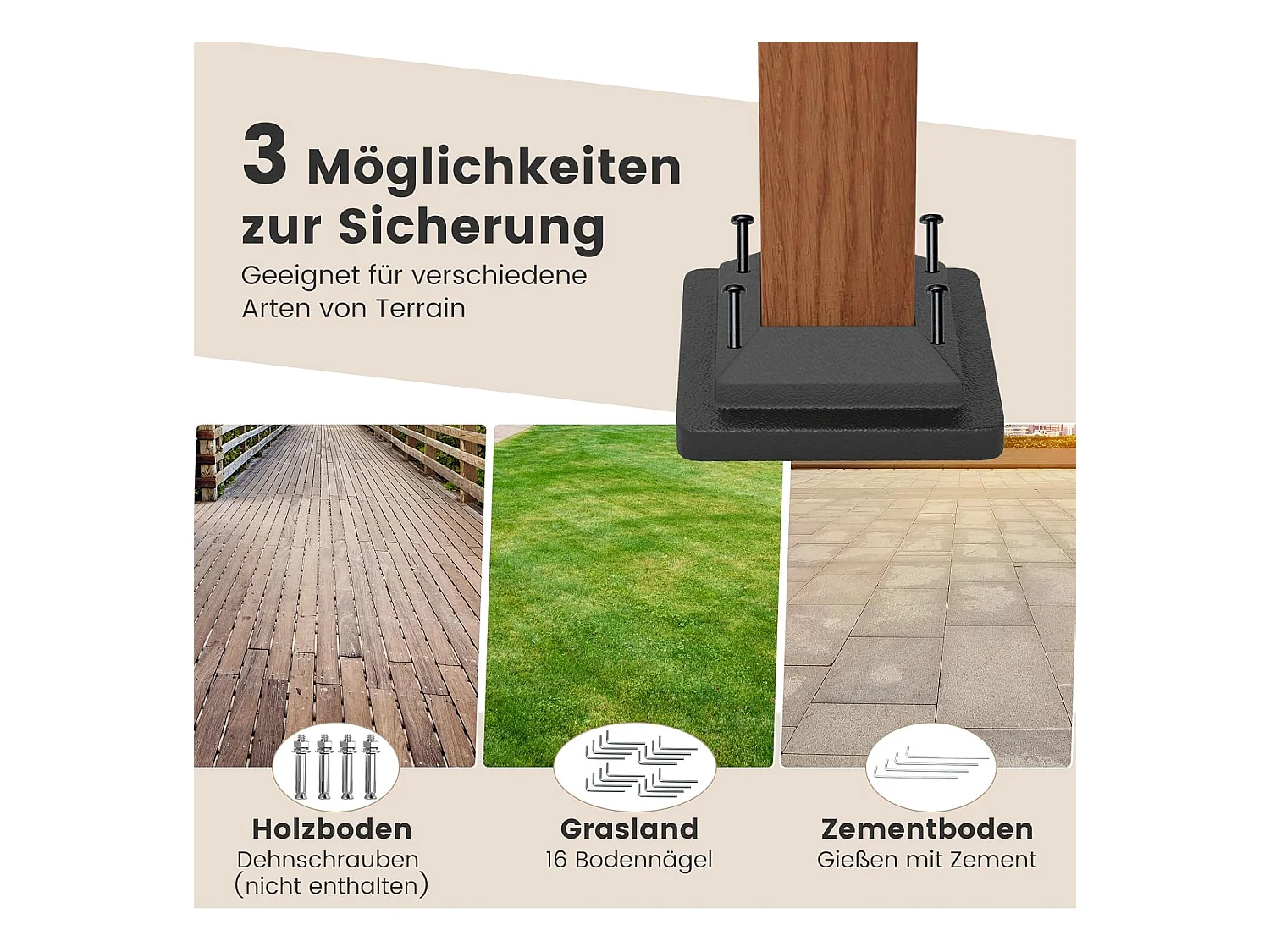 Pergola met uittrekbaar dak, 3,6 x 3 m paviljoen, waterdicht, stabiel, winterbestendig, tuinpaviljoen met robuuste metalen zuilen (beige)ZB33071