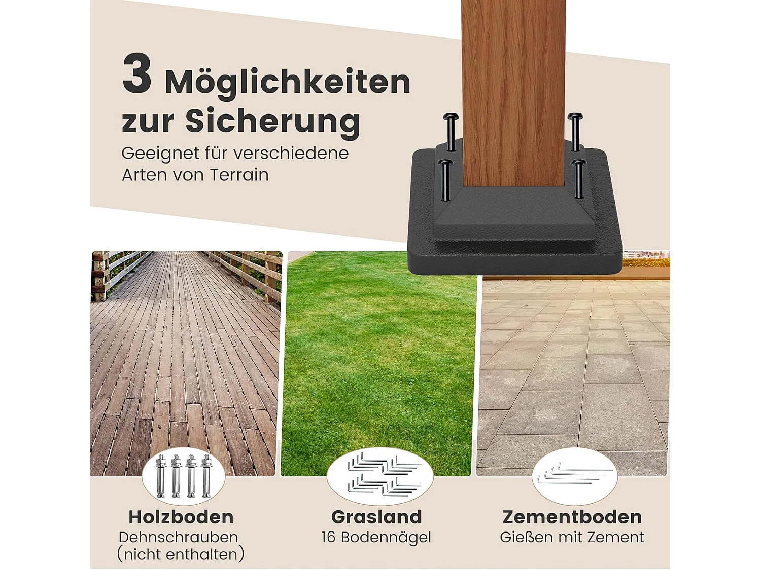 Pergola met uittrekbaar dak, 3,6 x 3 m paviljoen, waterdicht, stabiel, winterbestendig, tuinpaviljoen met robuuste metalen zuilen (beige)ZB33071