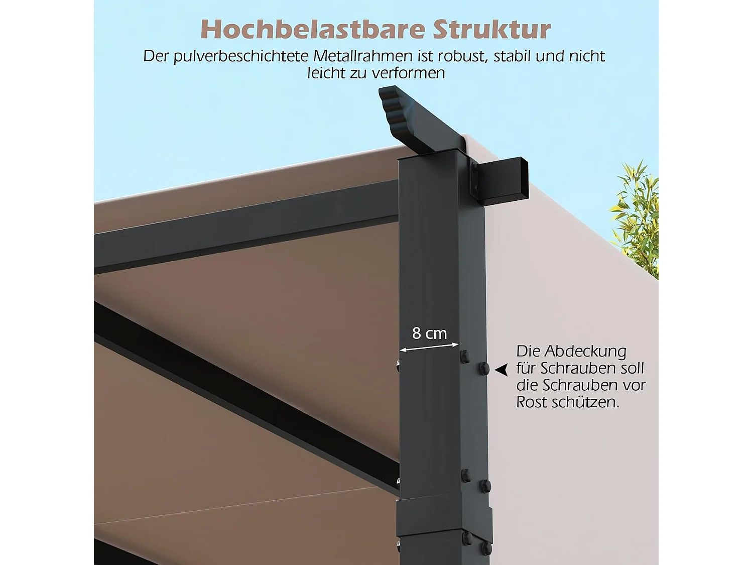 Pergola met 2 verstelbare daken, 3,05 x 3,05 m paviljoen, waterdicht, stabiel, winterbestendig, tuinpaviljoen met robuuste metalen zuilen (grijs)