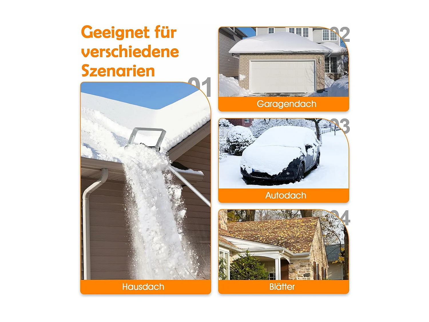 Sneeuwschuiver met wielen, sneeuwschuiver dak, sneeuwschuiver aluminium, dakruimer, sneeuwruimer, sneeuwhoek, instelbereik 193-619 cm