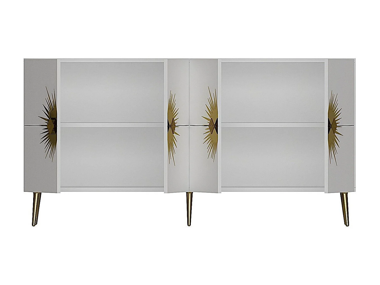 Aparador – 150 cm – Branco e Dourado – Painel de partículas revestido a melamina