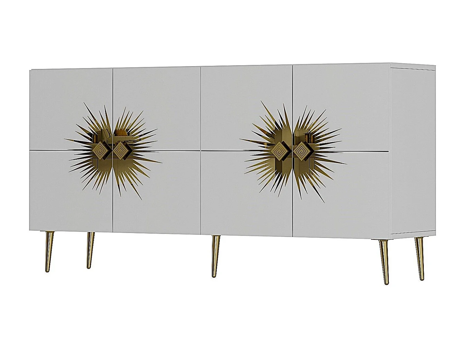 Aparador – 150 cm – Branco e Dourado – Painel de partículas revestido a melamina