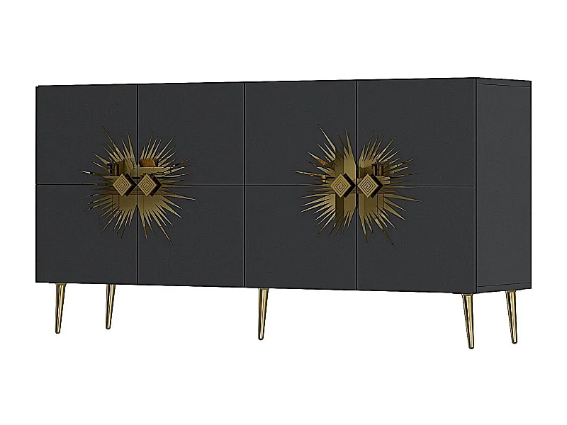 Aparador – 150 cm – Antracite e Dourado – Painéis de partículas revestidos a melamina