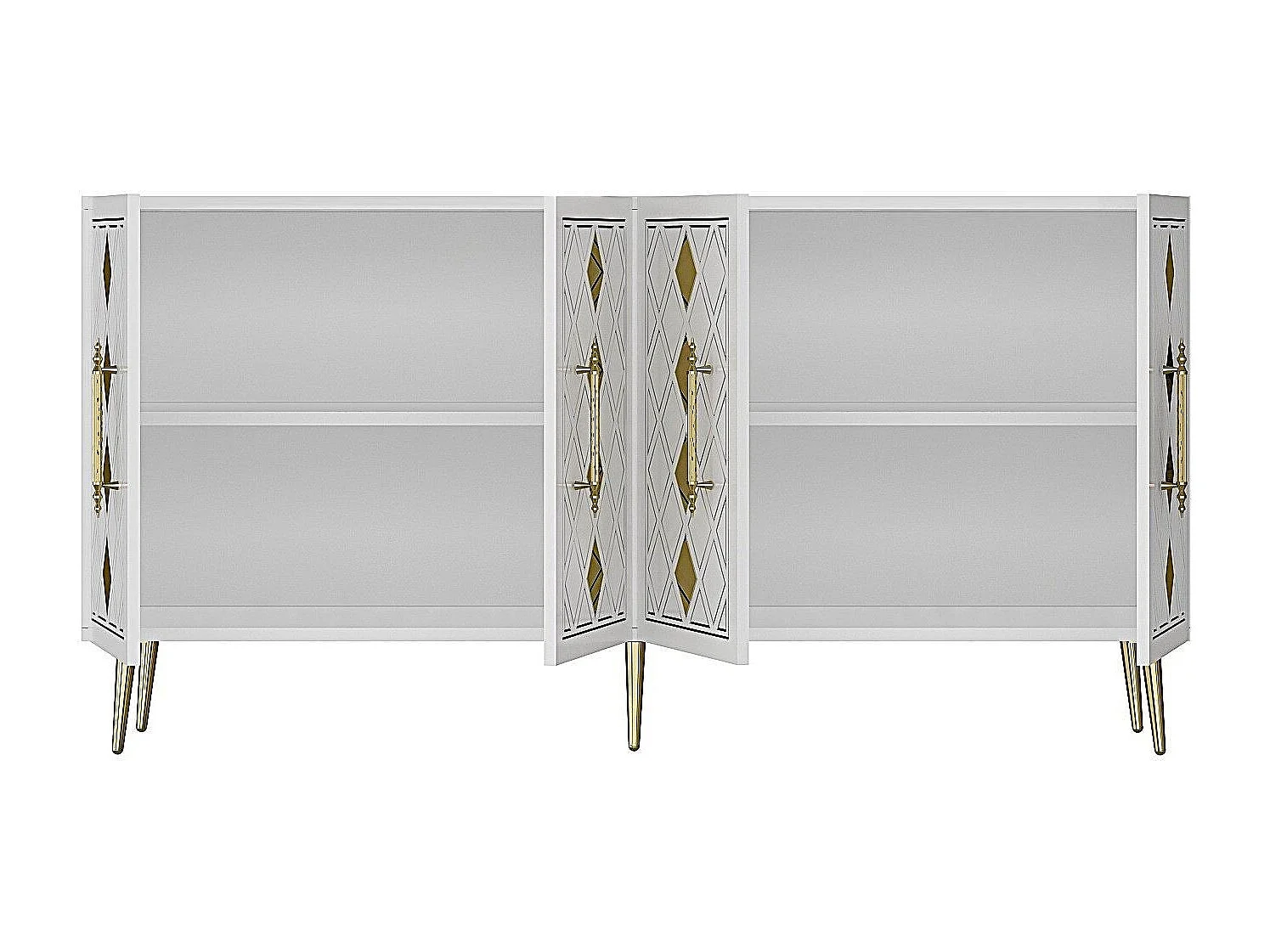 Aparador – 150 cm – Branco e Dourado – Painel de partículas revestido a melamina