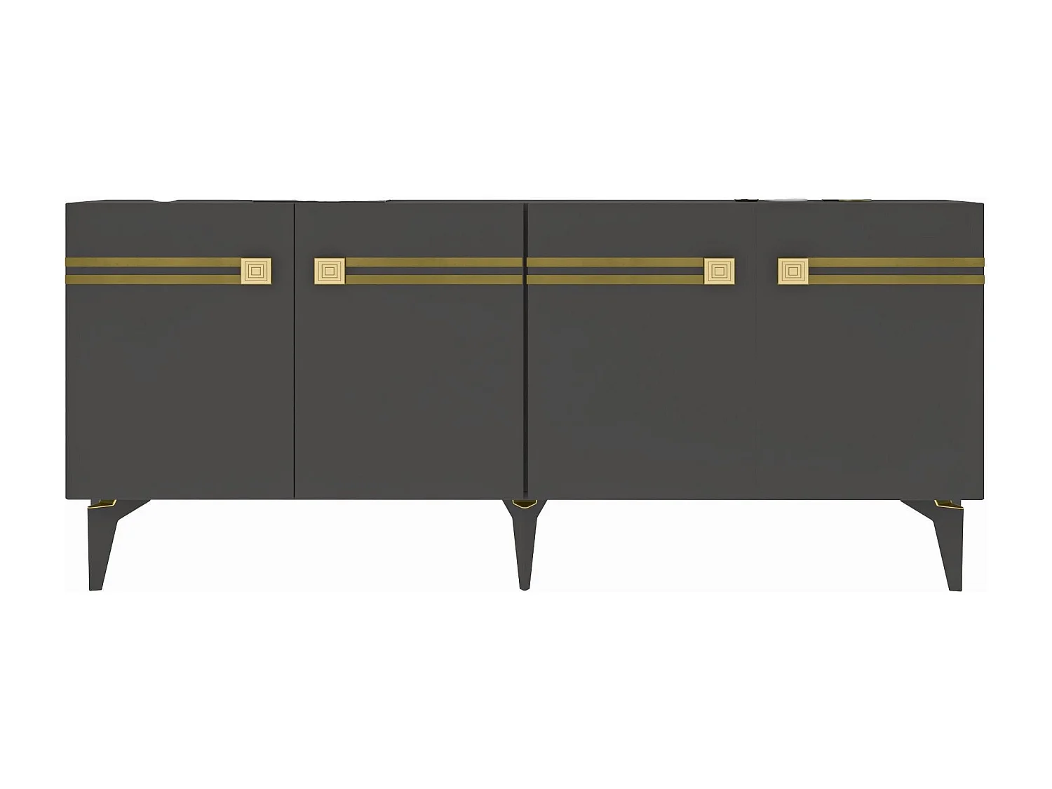 Aparador – 150 cm – Antracita y Oro – Tablero de partículas recubierto de melamina